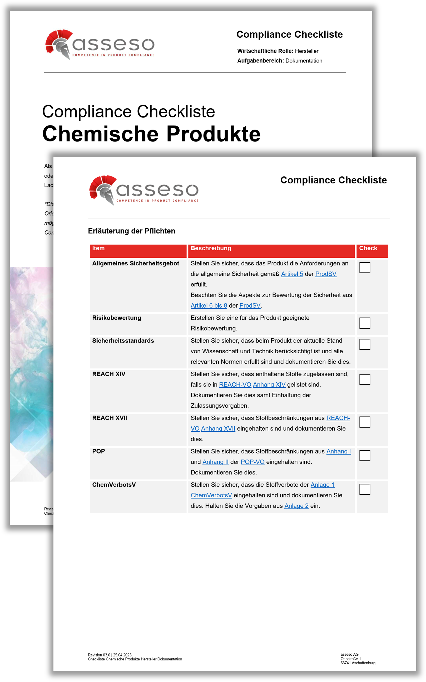Chemische Produkte - Checklisten - Anforderungen - Asseso UG